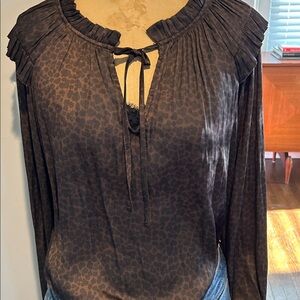 Gap Satin Leopard print Long Sleeve Top